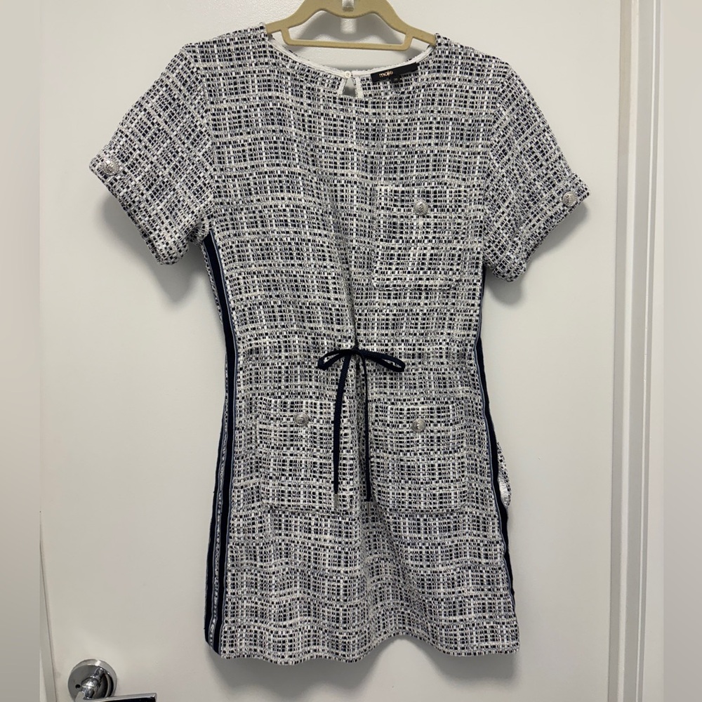 Sale!! Maje Navy and White Tweed Mini Dress